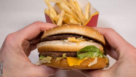 McDonalds burger and chips
