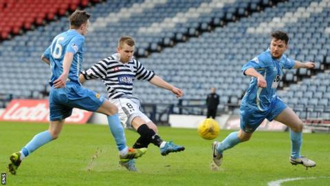 Jamie McKernon has a shot for Queen's Park against Berwick Rangers