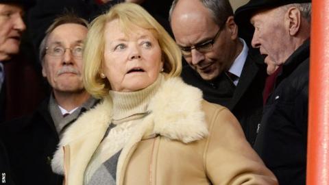 Hearts owner Ann Budge takes her seat at Pittodrie