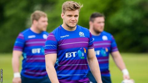 George Turner training with Scotland before the summer tour
