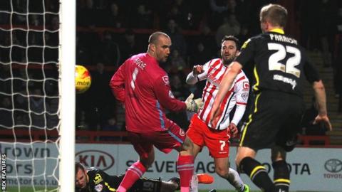 Chris Whelpdale scores against Morecambe