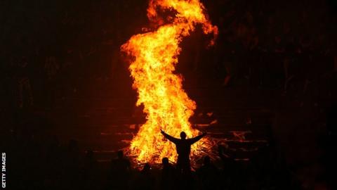 Fire at Belgrade derby