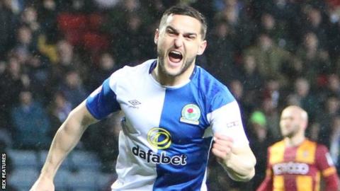 Craig Conway celebrates scoring for Blackburn Rovers