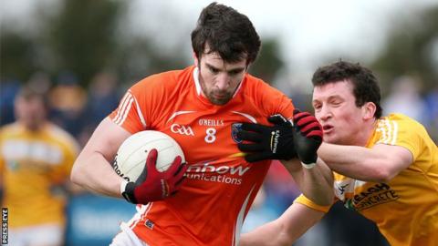 Aaron Findon replaces Brendan Donaghy in the Armagh midfield