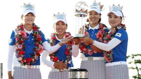 The South Korea team with the International Crown trophy