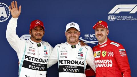 Lewis Hamilton, Valtteri Bottas and Sebastian Vettel