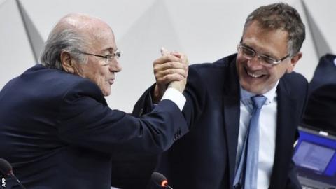 Jerome Valcke, right, was considering standing to be the new president last month