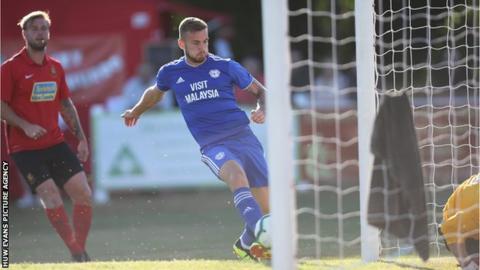 Joe Ralls of Cardiff City scores Cardiff's second goal