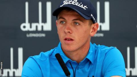 Grant Forrest speaks to the media at this week's Alfred Dunhill Links Championship
