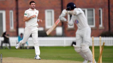 James Anderson in action for Lancashire 2nd XI