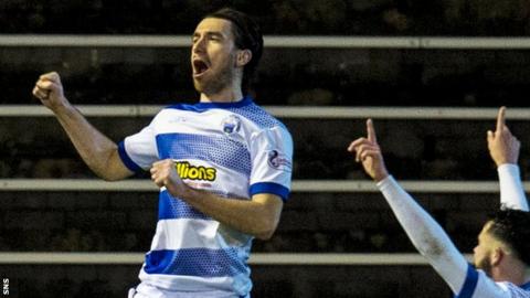Gregor Buchanan celebrates scoring for Morton