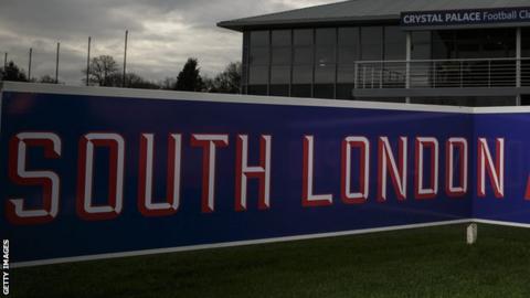 A sign reading 'South London' at the Crystal Palace training ground in Beckenham