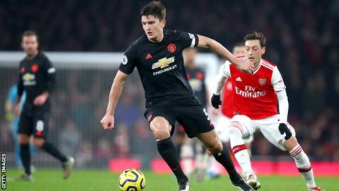 Harry Maguire playing for Manchester United