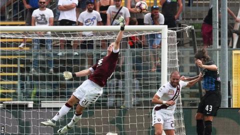 Joe Hart fails to reach a cross on his debut for Torino against Atalanta