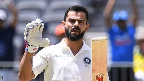 India captain Virat Kohli acknowledges his century in Perth against Australia