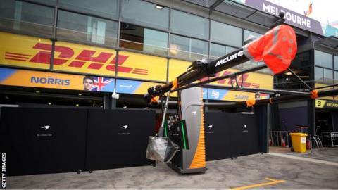 The McLaren garage