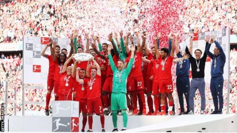 Bayern celebrate their 2019 Bundesliga title triumph