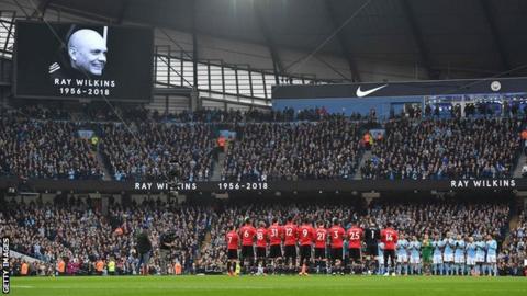 Players and fans of Manchester United, one of Ray Wilkins' former clubs, and Manchester City paid tribute with a minute's applause before the Manchester derby