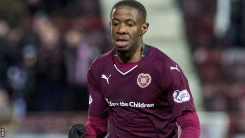 Hearts midfielder Arnaud Djoum