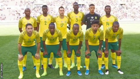 The South Africa team ahead of playing Mali on 13 October