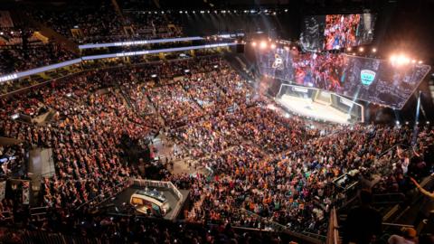 New York City, United States, 27 July: A view of the crowd on the opening day of the Overwatch League Grand Finals at Barclays Center, New York. (Photo by Matthew Eisman/Getty Images for Blizzard Entertainment)