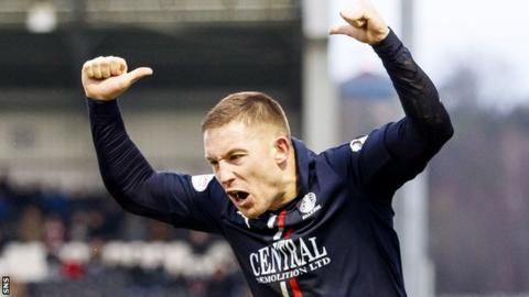 Falkirk striker John Baird celebrates