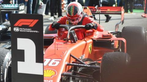 Ferrari driver Charles Leclerc after winning the 2019 Italian Grand Prix