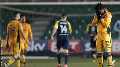 Newport's Marlon Jackson reacts following the defeat by Stevenage
