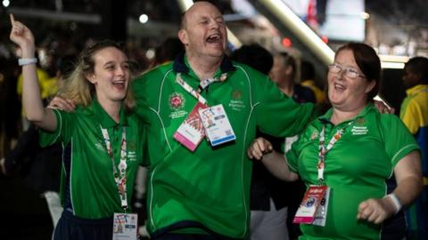 Team Ireland competitors enjoying themselves on day two of the Special Olympics