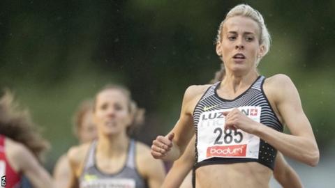 Lynsey Sharp competes in an 800m race in Lucerne