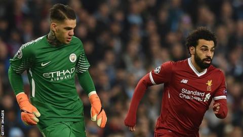 Ederson and Mohamed Salah