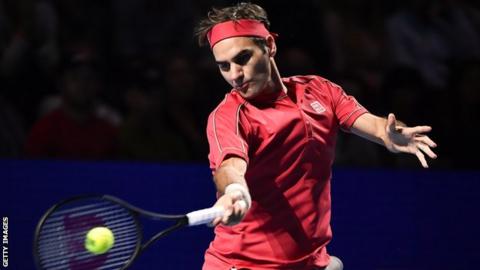 Roger Federer at the Swiss Indoors
