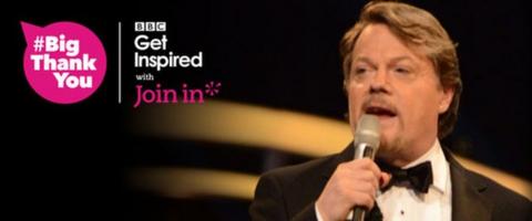 graphic with image of Eddie Izzard and #BigThankYou logo