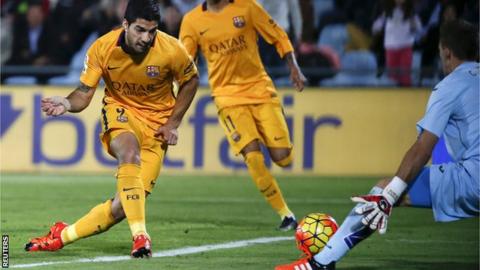 Luis Suarez scores against Getafe