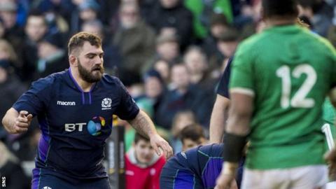 Jamie Bhatti in action for Scotland against Ireland
