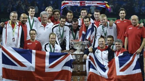 Great Britain with the Davis Cup trophy in 2015