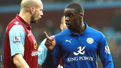 Leicester's Jeff Schlupp (right) and Alan Hutton of Aston Villa