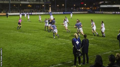 Bridgend against Swansea at Morganstone Brewery Field in the Welsh Premiership