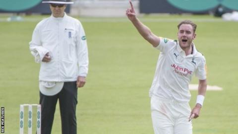 Stuart Broad's two wickets in an over after lunch livened up the contest at Trent Bridge