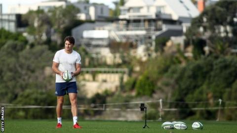 New Zealand and Blues back Beauden Barrett has been doing kicking practice in isolation