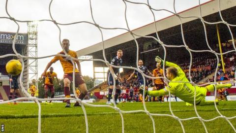 Louis Moult scores for Motherwell against Ross County