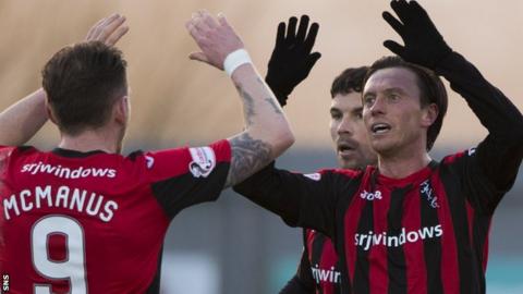 Dunfermline's Declan McManus and Joe Cardle celebrate
