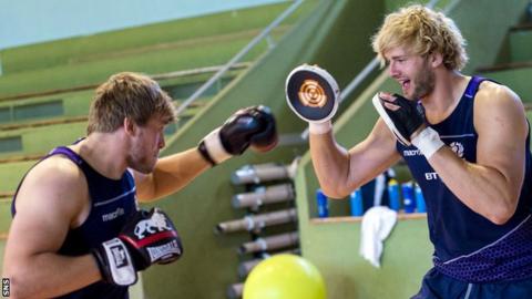 Scotland's Jonny and Ritchie Gray square up during some martial arts training