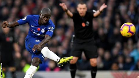 N'Golo Kante taking a shot