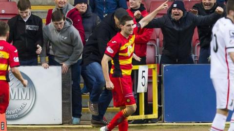 Kris Doolan celebrates scoring for Partick Thistle