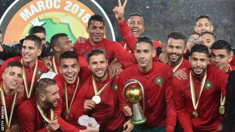 Morocco celebrate winning the 2018 African Nations Championship (CHAN)