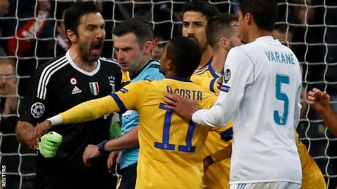 Juventus keeper Gianluigi Buffon was sent off against Real Madrid