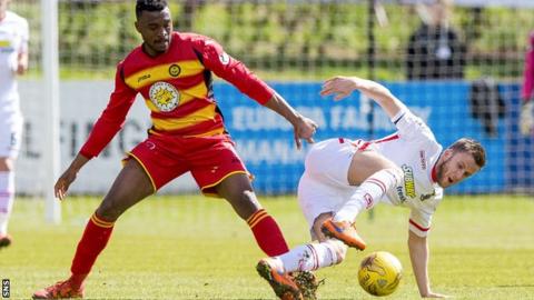 Inverness Caledonian Thistle midfielder Liam Polworth (right) holds off Partick Thistle's David Amoo