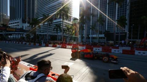 Red Bull car at a Miami F1 show