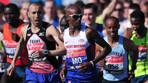 Mo Farah in the 2014 London Marathon